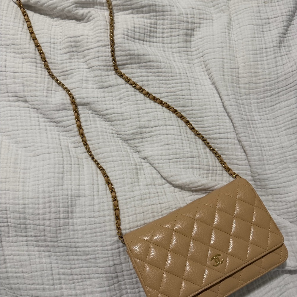 Chanel Tan Wallet on a Chain Like New with Receipt and Box - Picture 2 of 7
